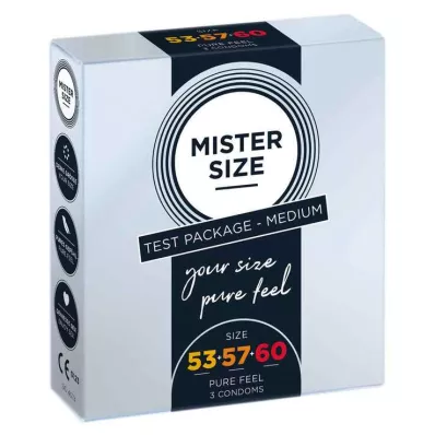 MISTER SIZE Paquete de prueba 53-57-60 condones, 3 piezas