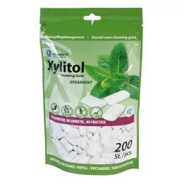 MIRADENT Goma de mascar para el cuidado dental con xilitol, menta verde, 200 unidades