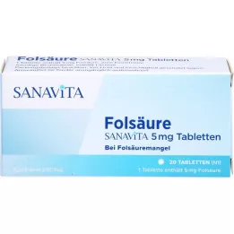 FOLSÄURE SANAVITA Comprimidos de 5 mg, 20 uds