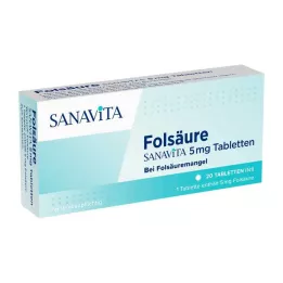 FOLSÄURE SANAVITA Comprimidos de 5 mg, 20 uds