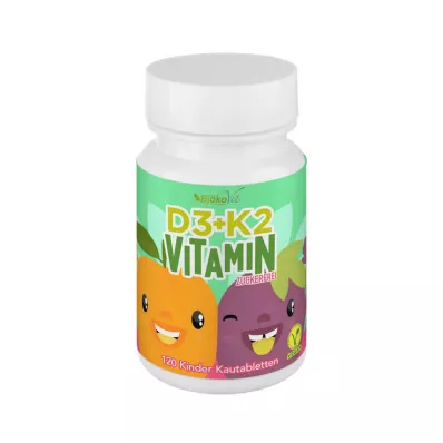 VITAMIN D3+K2 comprimidos masticables veganos para niños, 120 unid