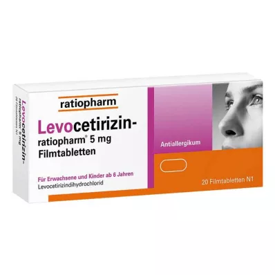 Levocetirizina ratiopharm 5 mg comprimidos recubiertos con película, 20 piezas