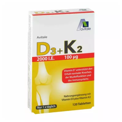 Vitamina D3+K2 2000 U.I., 120 unid