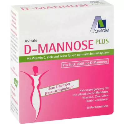 D-MANNOSE PLUS 2000 mg Barritas con vit. y minerales, 15X2,47 g