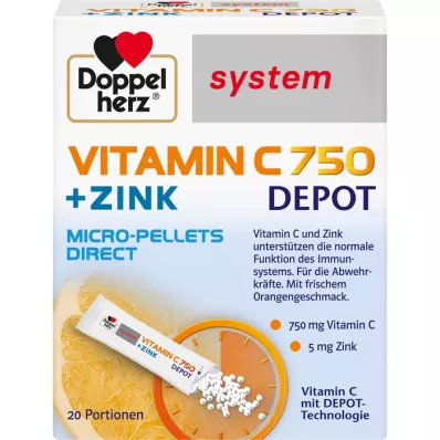 DOPPELHERZ Vitamina C 750 Depot system Pellets, 20 uds