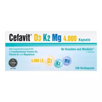 CEFAVIT D3 K2 Mg 4.000 U.I. cápsulas duras, 100 uds
