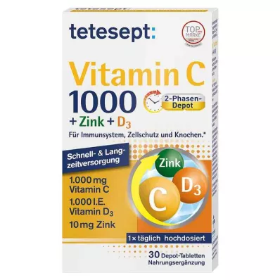 TETESEPT Vitamina C 1.000+Zinc+D3 1.000 U.I. Comprimidos, 30 uds