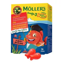 MÖLLERS Omega-3 Jalea de Pescado Fresa Comprimidos Masticables, 36 uds