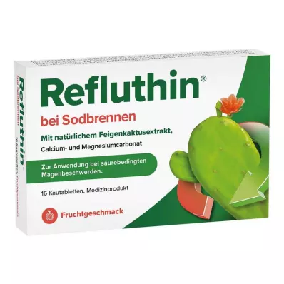 REFLUTHIN para el ardor de estómago Comprimidos masticables fruta, 16 uds