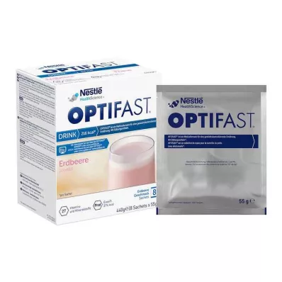 Bebida casera Optifast en polvo de fresa, 8x55 g