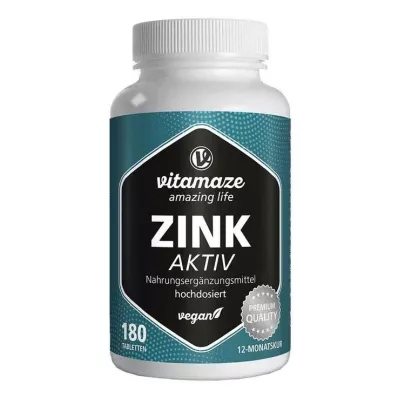 ZINK AKTIV 25 mg comprimidos veganos de alta dosis, 180 uds