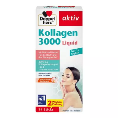 DOPPELHERZ Colágeno 3000 Líquido Sticks, 14 uds