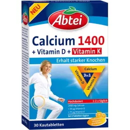 ABTEI Calcio 1400+Vitamina D3+K Comprimidos masticables, 30 uds