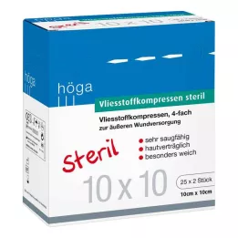 Compresas no tejidas 10x10 cm estériles 4 veces, 25x2 piezas