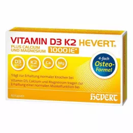 VITAMIN D3 K2 Hevert más Ca Mg 1000 IE/2 cápsulas, 60 uds