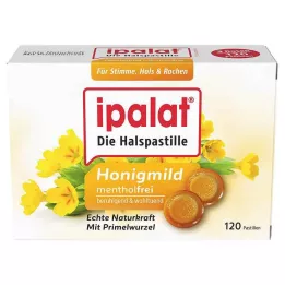 IPALAT Pastillas para la garganta, miel suave sin mentol, sin azúcar, 120 uds