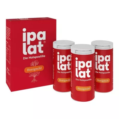 IPALAT Pastillas para la garganta, miel suave sin mentol, sin azúcar, 120 uds