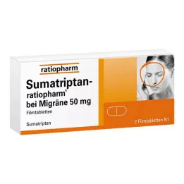 SUMATRIPTAN-ratiopharm para migraña 50 mg comprimidos recubiertos con película, 2 uds