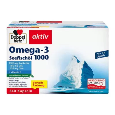 DOPPELHERZ Omega-3 Aceite de Pescado Marino 1000 Cápsulas, 240 Cápsulas