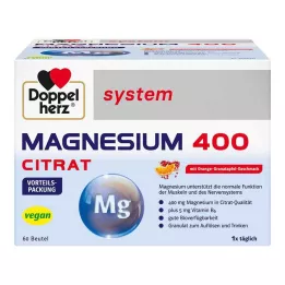 DOPPELHERZ Magnesio 400 Citrato sistema Gránulos, 60 uds