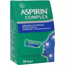 ASPIRIN Complejo Granulado Sticks 500 mg/30 mg Gran, 10 uds