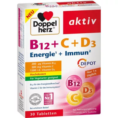 DOPPELHERZ B12+C+D3 Depot comprimidos activos, 30 uds