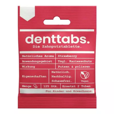 Denttabs Kids Fresa sin flúor, 125 piezas