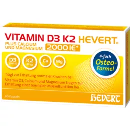 VITAMIN D3 K2 Hevert más Ca Mg 2.000 U.I./2 cápsulas, 60 uds