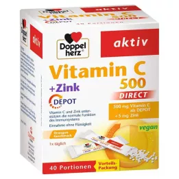 DOPPELHERZ Vitamina C 500+Zinc Depot DIRECT Pellets, 40 uds