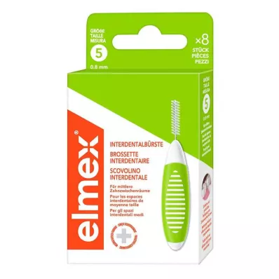 ELMEX Cepillos interdentales ISO tamaño 5 0,8 mm verde, 8 uds