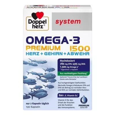 DOPPELHERZ Omega-3 Sistema Premium 1500 Cápsulas, 120 Cápsulas
