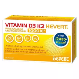VITAMIN D3 K2 Hevert más Ca Mg 1000 IE/2 cápsulas, 120 uds