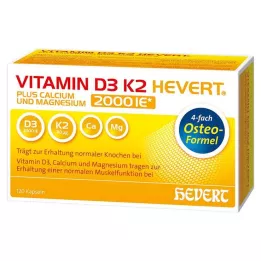 VITAMIN D3 K2 Hevert más Ca Mg 2000 IE/2 cápsulas, 120 uds