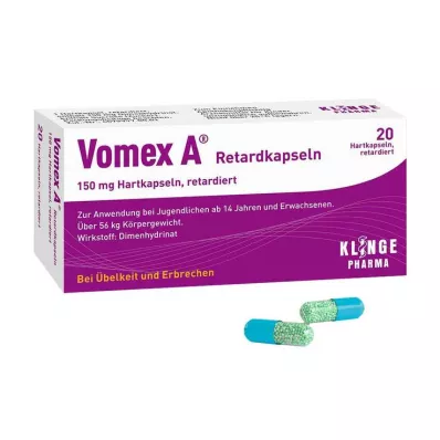 Cápsulas de liberación prolongada Vomex A®, 20 piezas