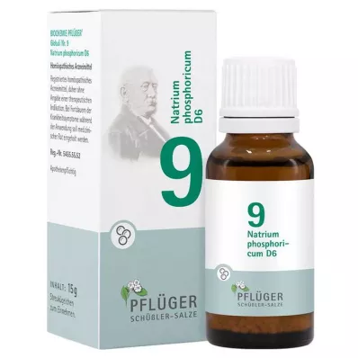 Bioquímica Pflueger 9 Natrum Phosphoricum D 6 glóbulos, 15 g