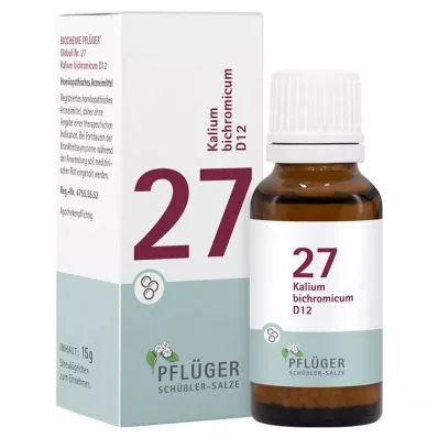 Bioquímica Pflueger 27 Kalium bichromicum D 12 glóbulos, 15 g