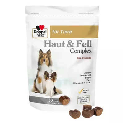 DOPPELHERZ para la piel de los animales&amp;Fur Compl.Chews f.dogs, 30 pcs