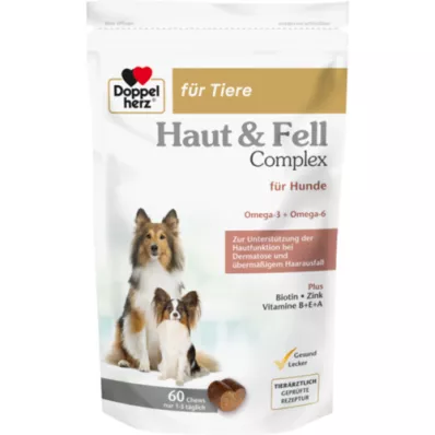 DOPPELHERZ para la piel de los animales&amp;Fur Compl.Chews f.Dogs, 60 uds