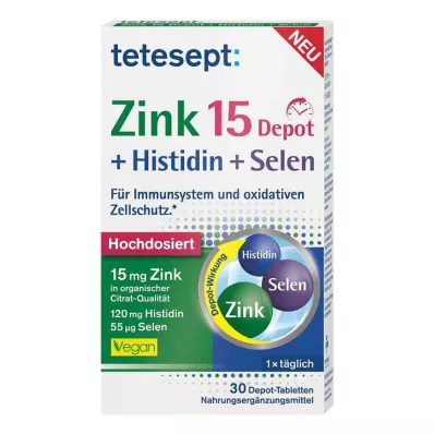 TETESEPT Zinc 15 depot+histidina+selenio comprimidos recubiertos con película, 30 uds