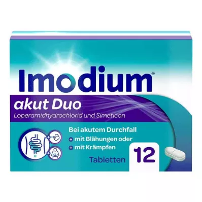 Imodium agudo dúo - para diarrea aguda con flatulencia, 12 piezas