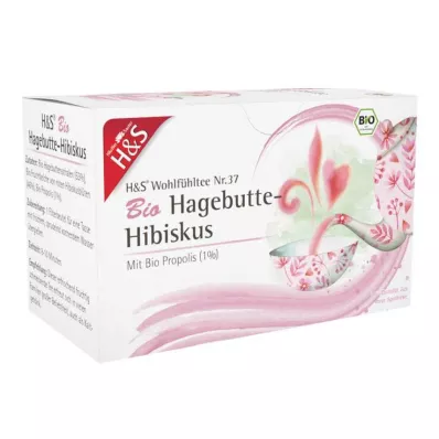 H&amp;S Bolsa de filtro de hibisco de rosa mosqueta orgánica, 20 x 3,0 g