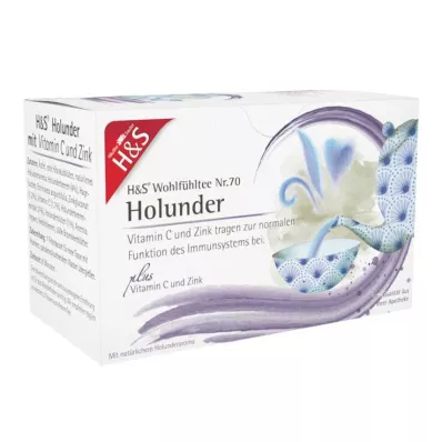 H&amp;S Saúco con bolsa de filtro de vitamina C y zinc, 20X2,5 g