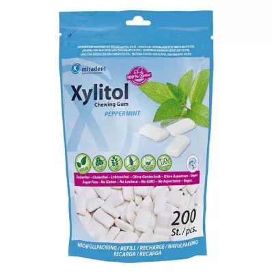 MIRADENT Chicle de menta para el cuidado dental con xilitol, 200 piezas