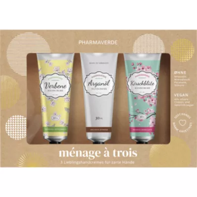 PHARMAVERDE Set de regalo de crema de manos menage a trois, 3X30 ml