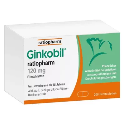 Ginkobil ratiopharm 120 mg con ginkgo biloba, 200 st Ginkobil ratiopharm 120 mg con ginkgo biloba, 200 st