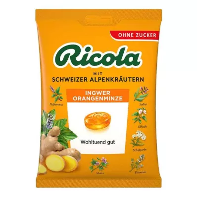 Ricola bolsa de caramelos jengibre naranja menta sin azúcar, 75 g