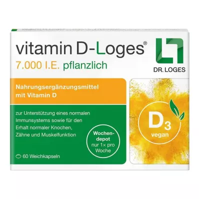 Vitamina D-Loges 7.000 UI depósito semanal a base de plantas, 60 piezas Vitamina D-Loges 7.000 UI depósito semanal a base de plantas, 60 piezas