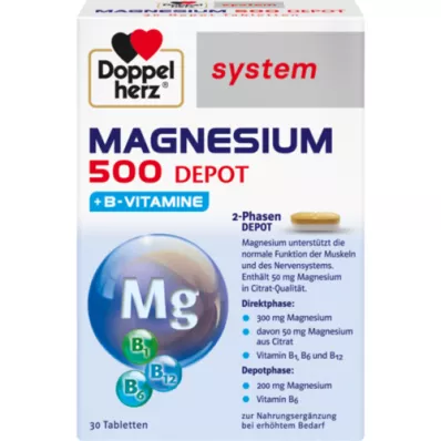 DOPPELHERZ Magnesio 500 comprimidos sistema Depot, 30 uds