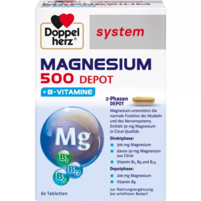 DOPPELHERZ Magnesio 500 comprimidos sistema Depot, 60 uds