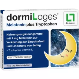DORMILOGES Melatonina más triptófano comprimidos recubiertos con película, 30 uds